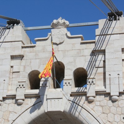 Amposta Bridge Catalonia Flag and Stonework Amposta Bridge Catalonia Flag and Stonework