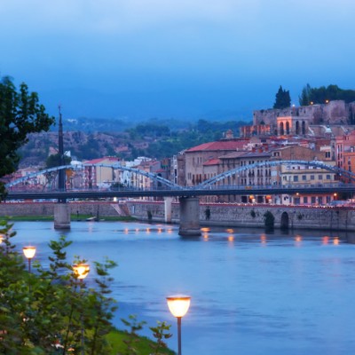 Tortosa Ebro River View At Night